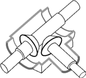 Esquema de secci&oacute;n de reenvio. Ejes rotores dispuestos ortogonalmente.